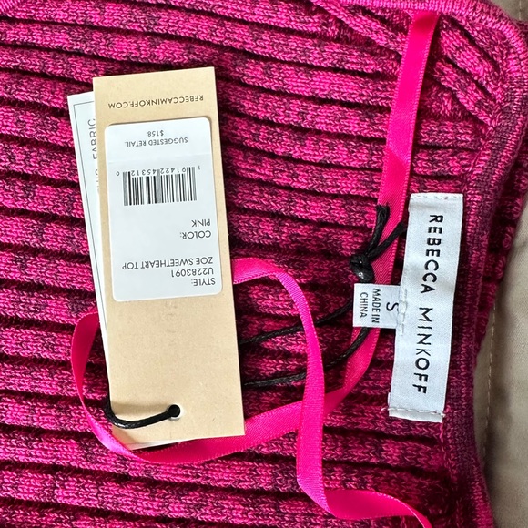 Rebecca Minkoff Cropped Sweater * PINK* Short Sleeve with V-Neck.!! - Picture 3 of 5
